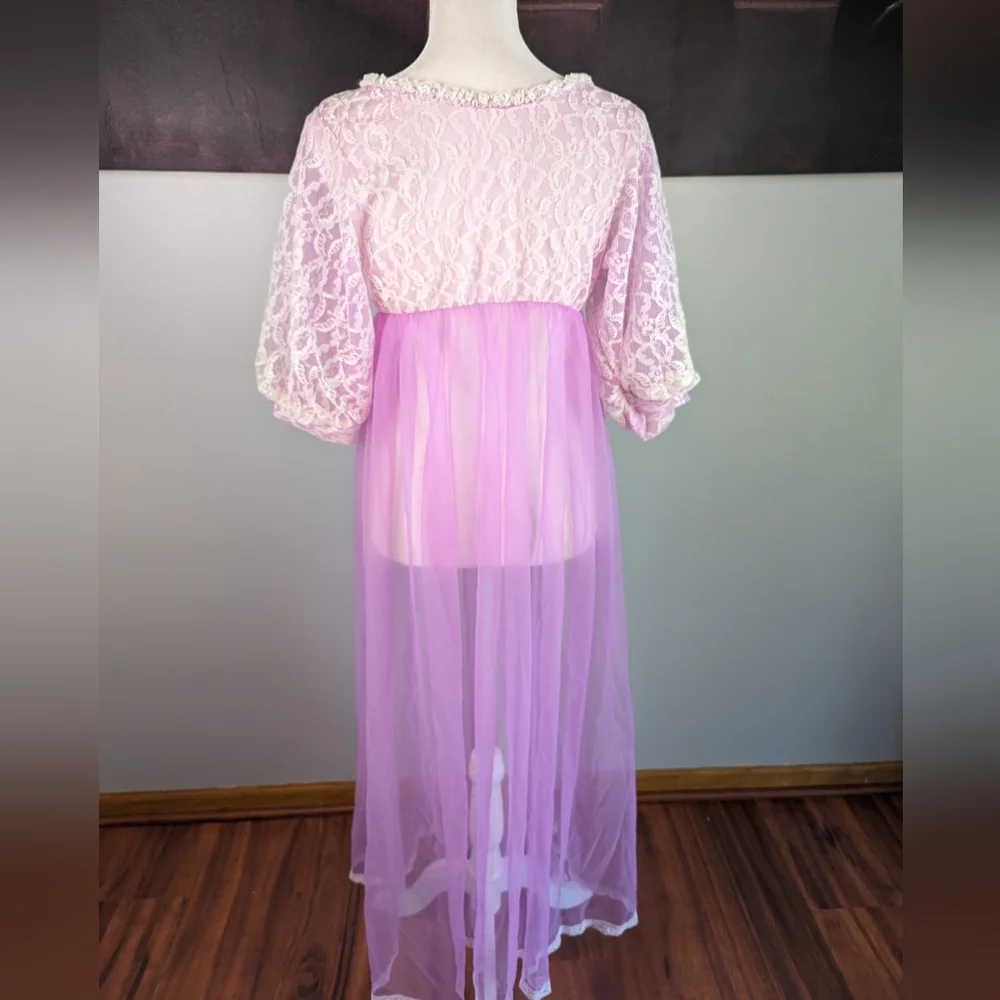 Vintage purple mesh peignoir - Picture 4 of 10